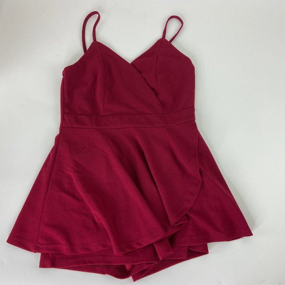 Maroon V-neck Spaghetti Strap Romper
